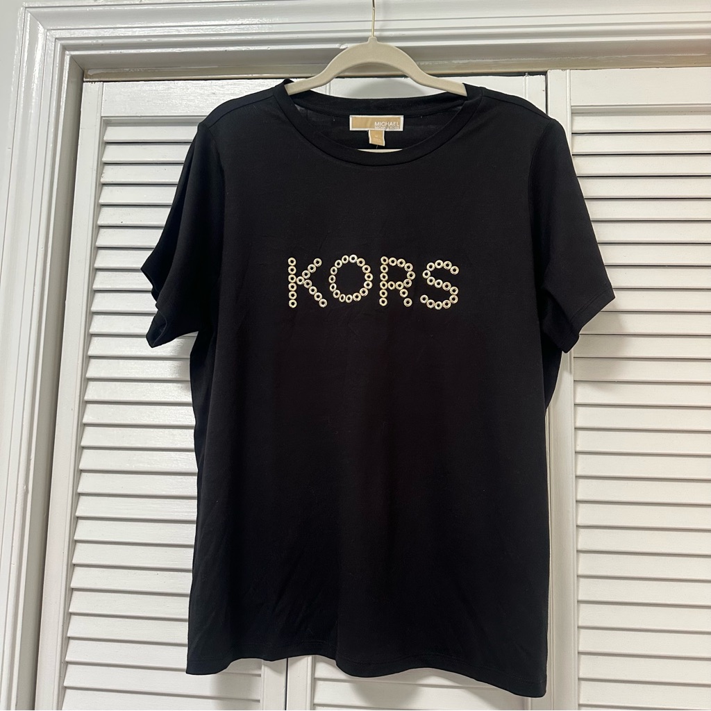 Mk Michael Kors Black Tshirt With Gold Nwt 1x